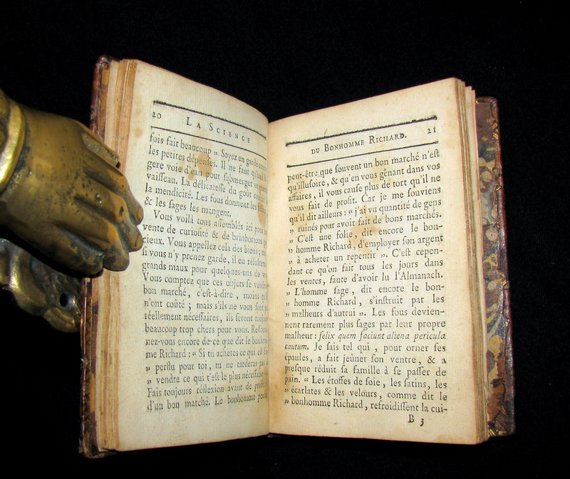 1778 Scarce French Book - Benjamin Franklin - The Way to Wealth - La Science Du Bonhomme Richard.