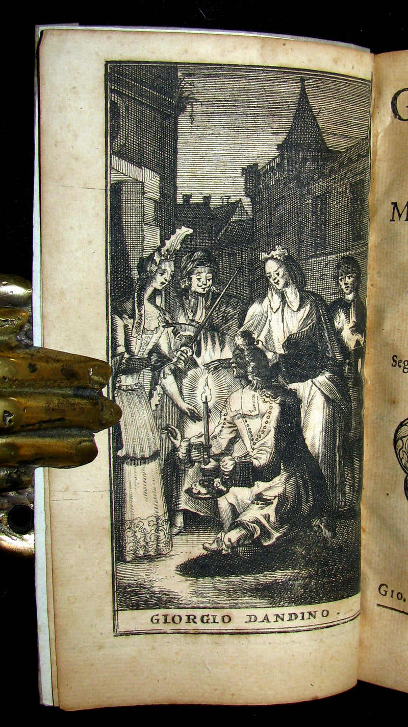 1697 Rare Italian Vellum Book - Il Marito Confuso - Georges Dandin or the Confounded Husband by MOLIERE.