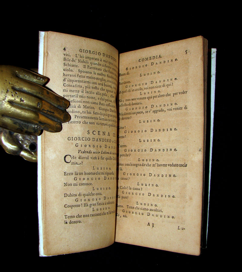 1697 Rare Italian Vellum Book - Il Marito Confuso - Georges Dandin or the Confounded Husband by MOLIERE.