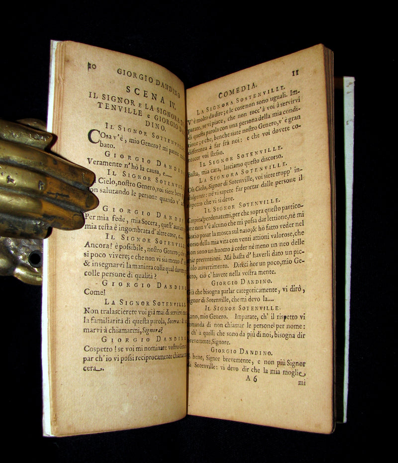 1697 Rare Italian Vellum Book - Il Marito Confuso - Georges Dandin or the Confounded Husband by MOLIERE.