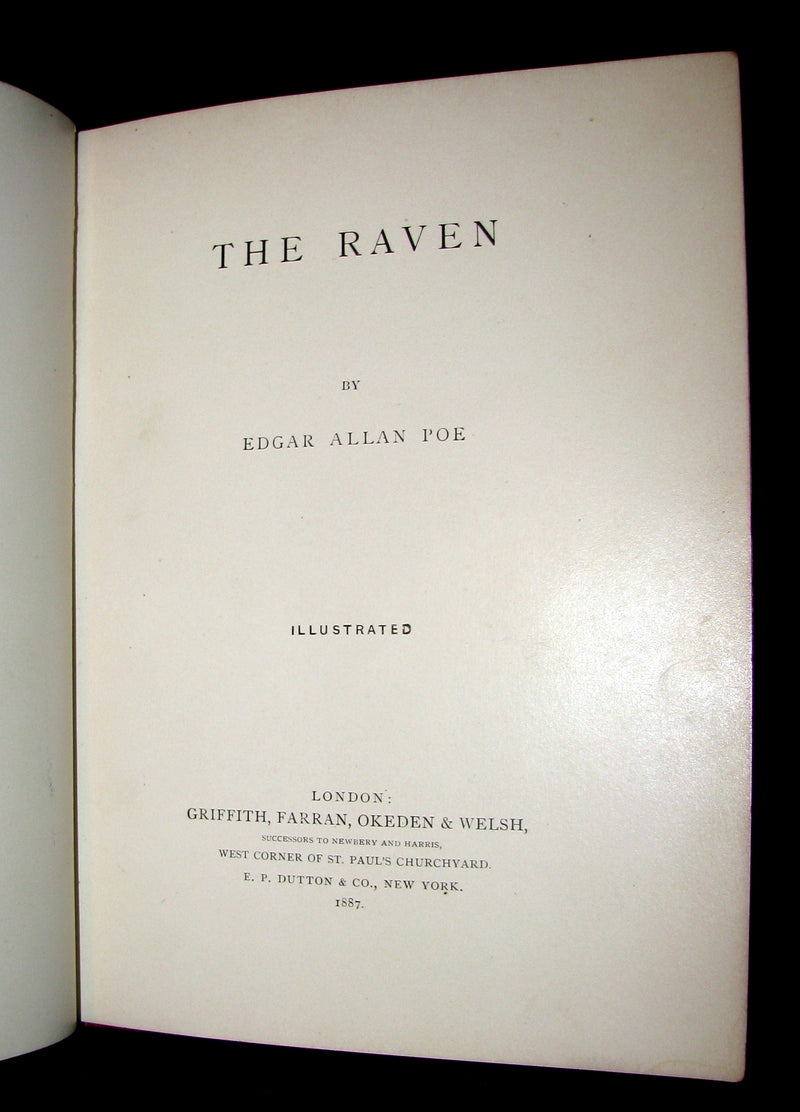 1887 Scarce Victorian Book - The RAVEN by Edgar Allan POE (Illustrated by W. L. Taylor)