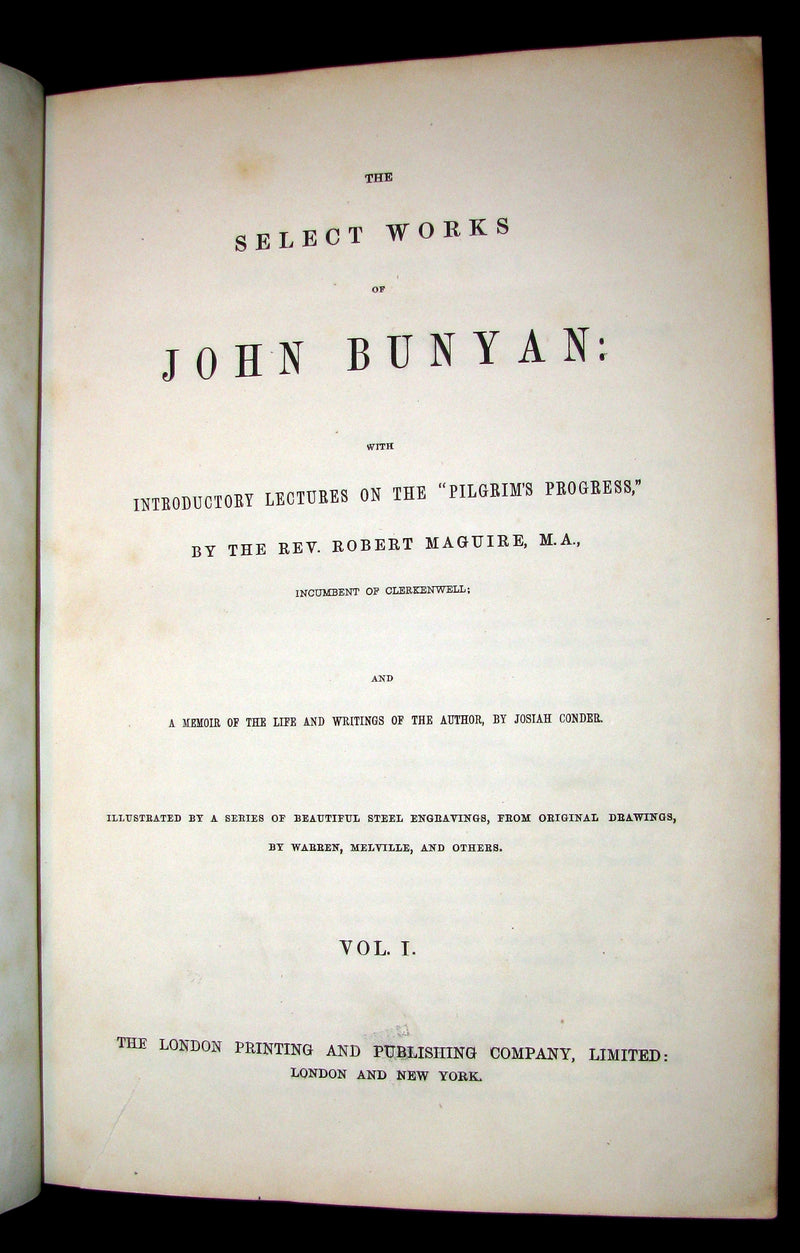 1850 Illustrated Book - The Pilgrim's Progress, The Holy War, & Other Selected Works of John Bunyan.