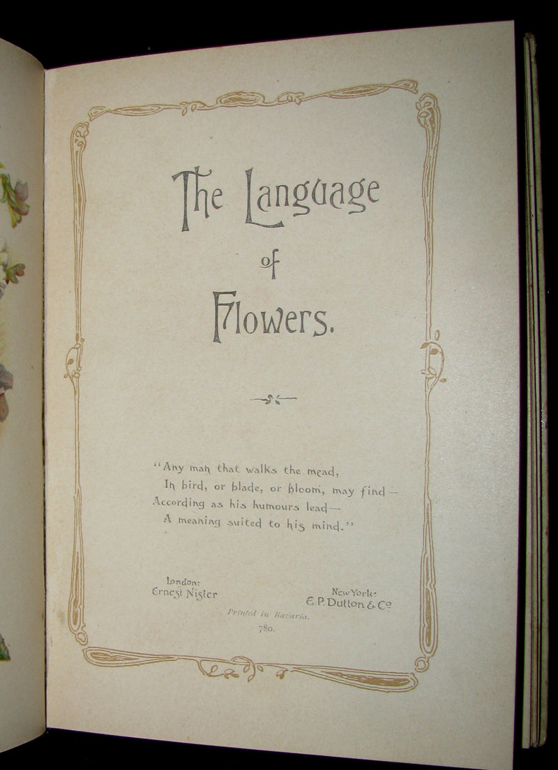 1890 Rare Floriography Book ~ The Language of Flowers by Ernest Nister