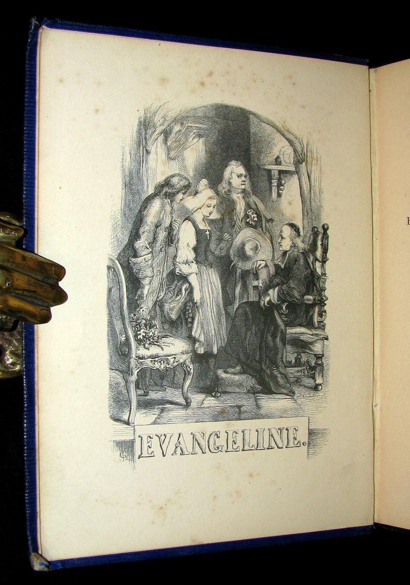 1856 Rare Victorian Book -  EVANGELINE A tale of Acadie by Henry Wadsworth Longfellow. Illustrated.