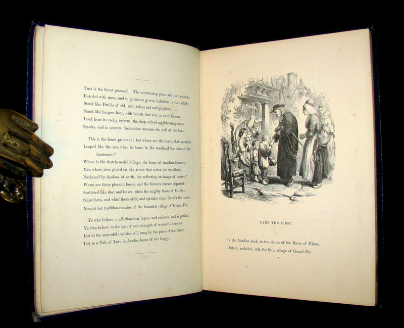 1856 Rare Victorian Book -  EVANGELINE A tale of Acadie by Henry Wadsworth Longfellow. Illustrated.