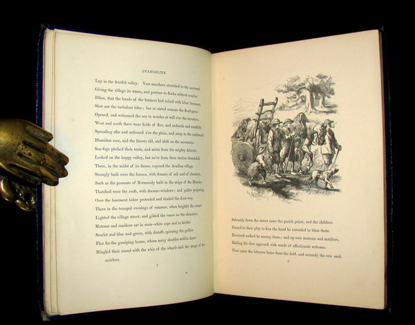1856 Rare Victorian Book -  EVANGELINE A tale of Acadie by Henry Wadsworth Longfellow. Illustrated.