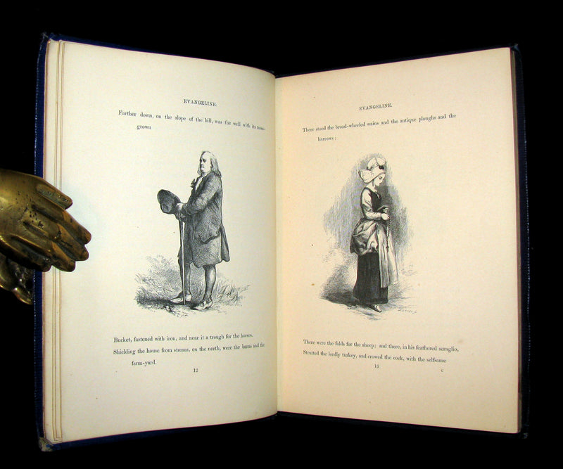 1856 Rare Victorian Book -  EVANGELINE A tale of Acadie by Henry Wadsworth Longfellow. Illustrated.