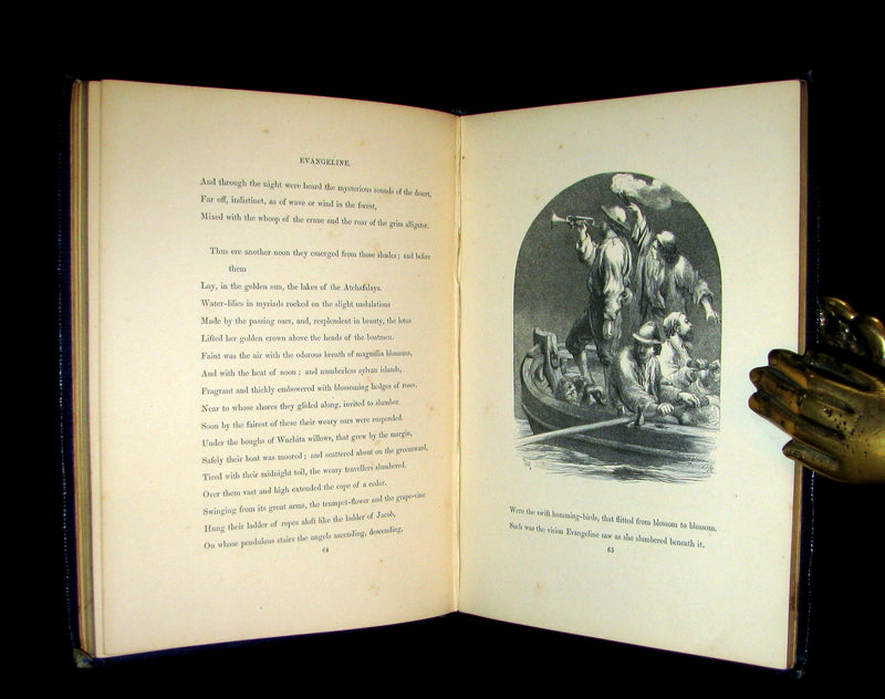 1856 Rare Victorian Book -  EVANGELINE A tale of Acadie by Henry Wadsworth Longfellow. Illustrated.