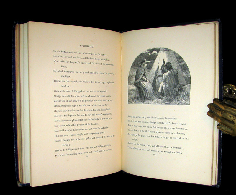 1856 Rare Victorian Book -  EVANGELINE A tale of Acadie by Henry Wadsworth Longfellow. Illustrated.