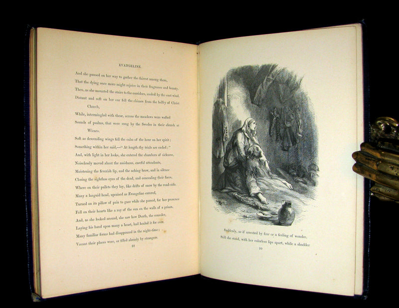 1856 Rare Victorian Book -  EVANGELINE A tale of Acadie by Henry Wadsworth Longfellow. Illustrated.