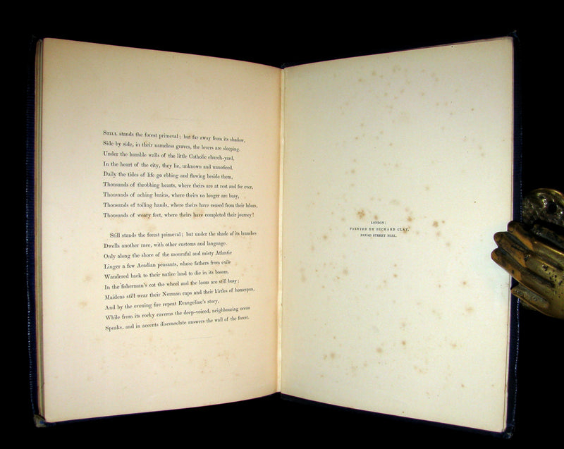 1856 Rare Victorian Book -  EVANGELINE A tale of Acadie by Henry Wadsworth Longfellow. Illustrated.