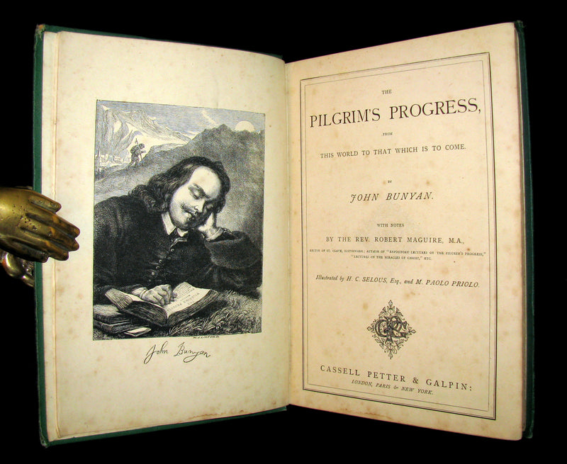 1877 Rare Victorian Book - The Pilgrim's Progress illustrated by Henry Courtney Selous & M. Paolo Priolo.
