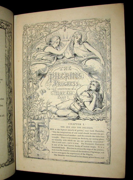 1877 Rare Victorian Book - The Pilgrim's Progress illustrated by Henry Courtney Selous & M. Paolo Priolo.