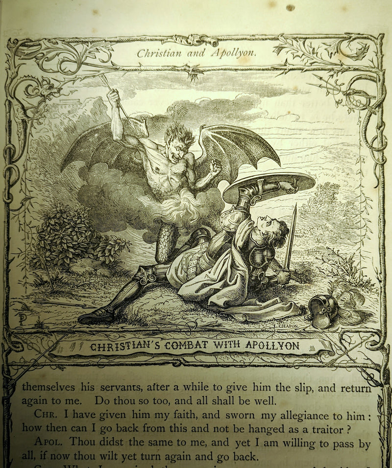 1877 Rare Victorian Book - The Pilgrim's Progress illustrated by Henry Courtney Selous & M. Paolo Priolo.