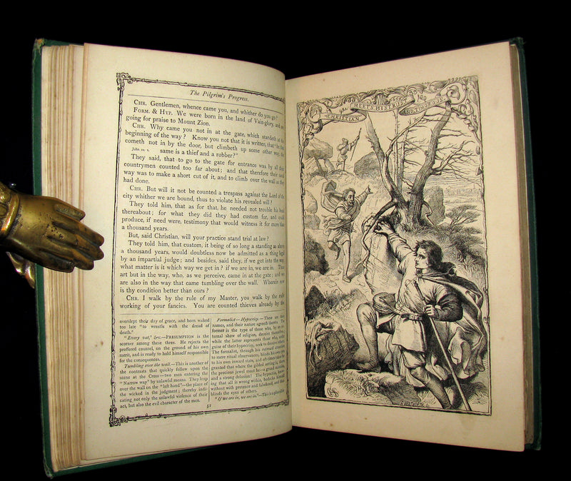 1877 Rare Victorian Book - The Pilgrim's Progress illustrated by Henry Courtney Selous & M. Paolo Priolo.