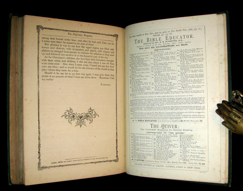 1877 Rare Victorian Book - The Pilgrim's Progress illustrated by Henry Courtney Selous & M. Paolo Priolo.
