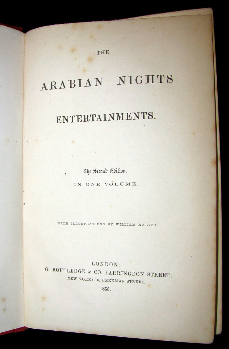 1855 Rare Book - The Arabian Nights Entertainments Illustrated by William Harvey.