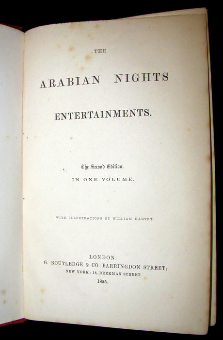 1855 Rare Book - The Arabian Nights Entertainments Illustrated by William Harvey.