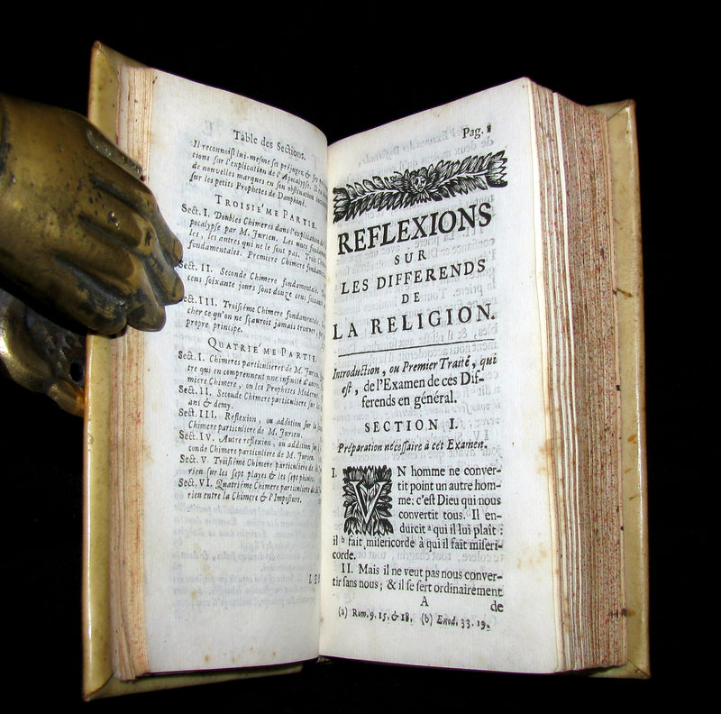 1689 Scarce French vellum Book - Reflections on Religious Disputes by Paul Pellisson.