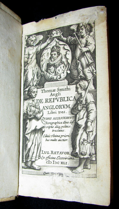 1641 Rare Latin Vellum Book - Sir Thomas Smith's De Republica Anglorum.