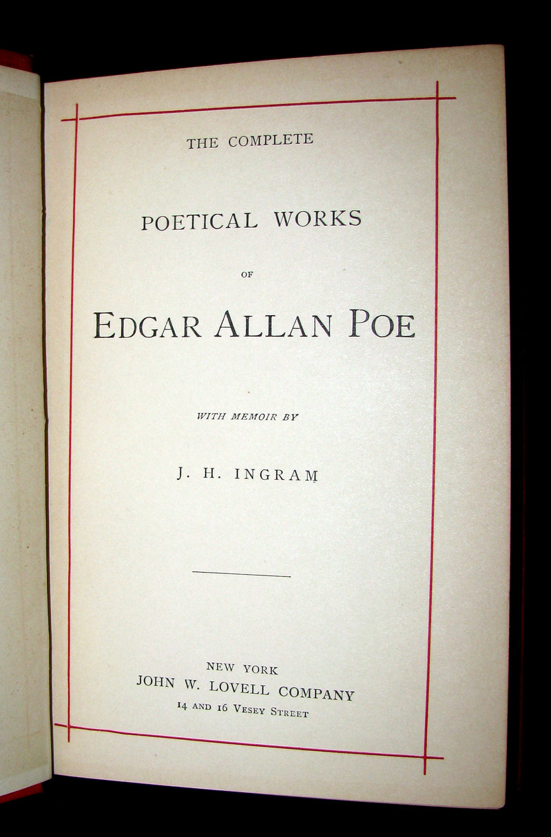 1885 Rare and beautiful Victorian Book - The Poetical Works of EDGAR ALLAN POE.