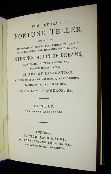 1890 Scarce Book - The Popular Fortune Teller, Interpretation of Dreams, The Art of Divination, The Silent Language.