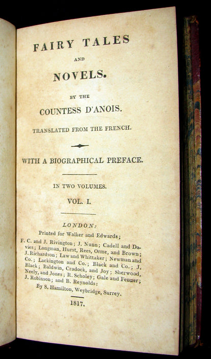 1817 Scarce Book Set - FAIRY TALES and Novels by the Countess d'ANOIS.