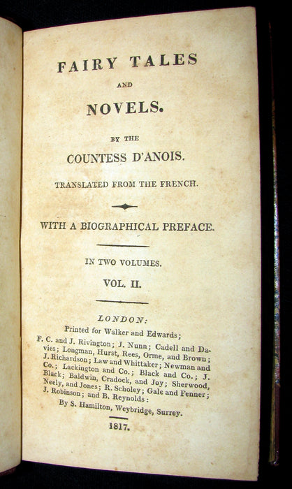 1817 Scarce Book Set - FAIRY TALES and Novels by the Countess d'ANOIS.