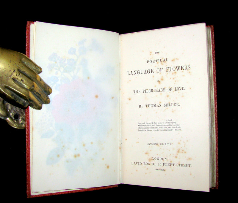 1855 Scarce Floriography Book ~ The Language and Poetry of the Pilgrimage of Love by T. Miller.