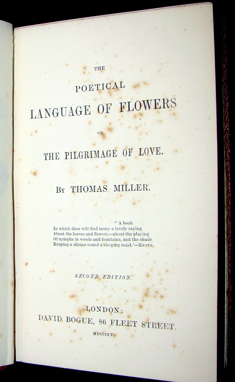 1855 Scarce Floriography Book ~ The Language and Poetry of the Pilgrimage of Love by T. Miller.