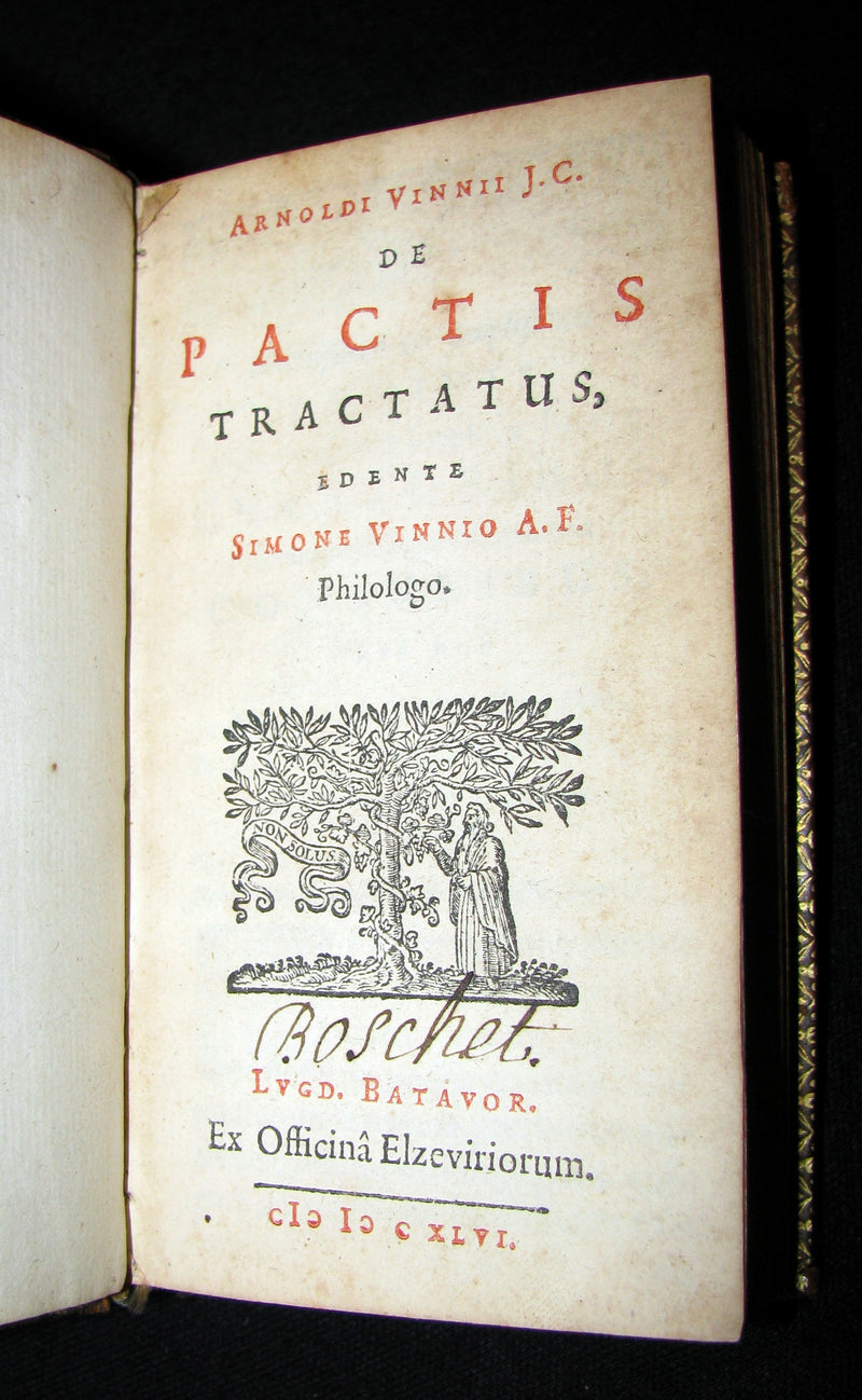 1646 Rare Law Book - De Pactis Tractatus by Arnold Vinnius,  leading jurists of the 17th century.