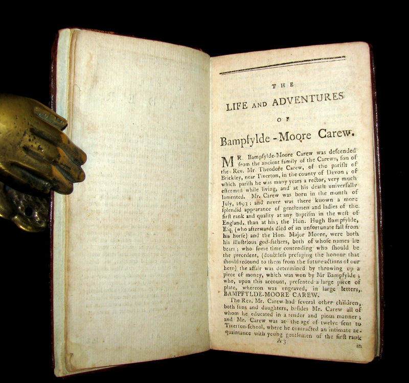 1788 Scarce Book - Life And Adventures Of Bampfylde-Moore Carew, Gypsies, America, Cant Language.