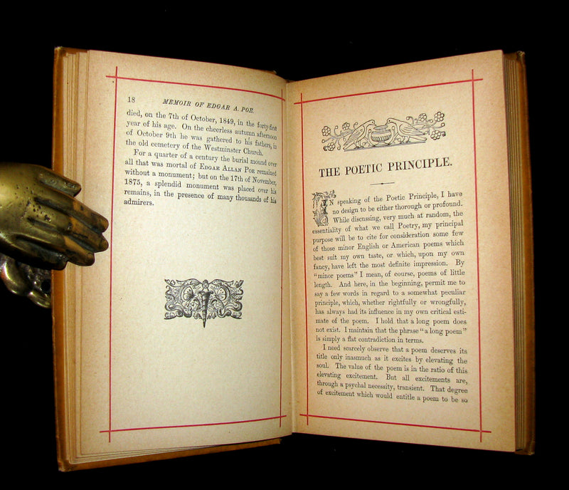 1882 Rare Victorian Book - Poems by Edgar Allan POE with Memoir (The Raven, Lenore, Ulalume, ...)