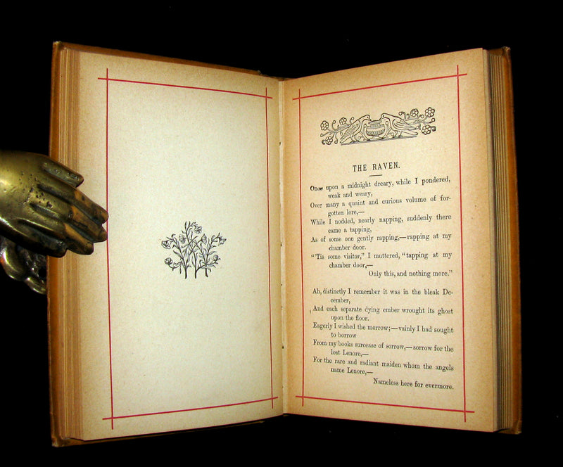 1882 Rare Victorian Book - Poems by Edgar Allan POE with Memoir (The Raven, Lenore, Ulalume, ...)