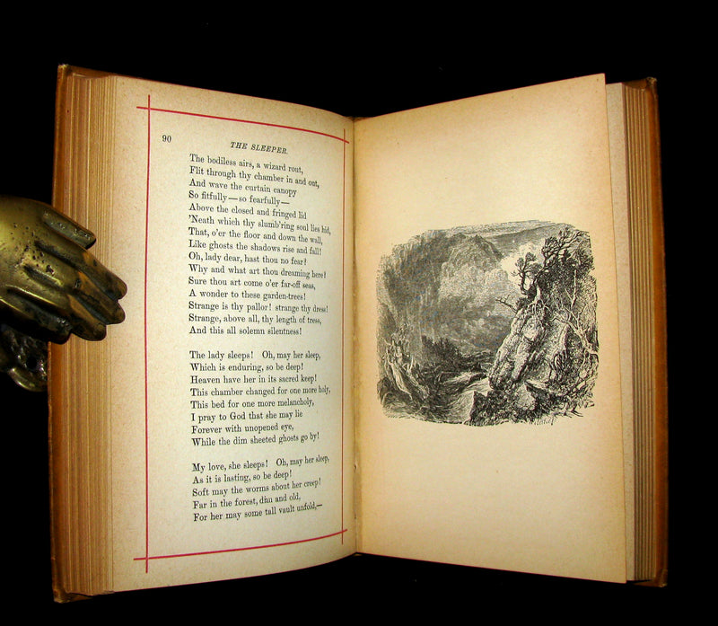 1882 Rare Victorian Book - Poems by Edgar Allan POE with Memoir (The Raven, Lenore, Ulalume, ...)