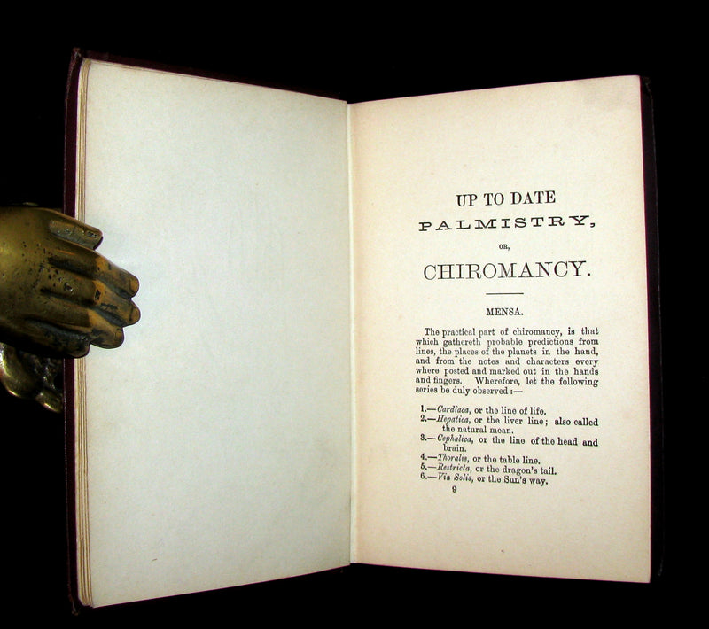 1880 Scarce Book - Up-to-Date PALMISTRY / Chiromancy, Physiognomy & Fortune-Telling by Noses.