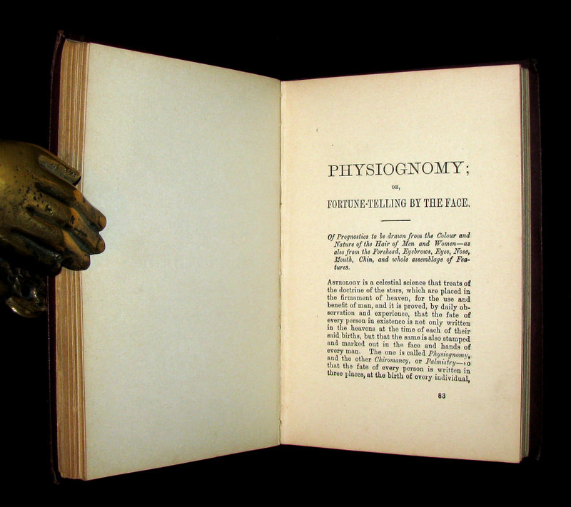 1880 Scarce Book - Up-to-Date PALMISTRY / Chiromancy, Physiognomy & Fortune-Telling by Noses.