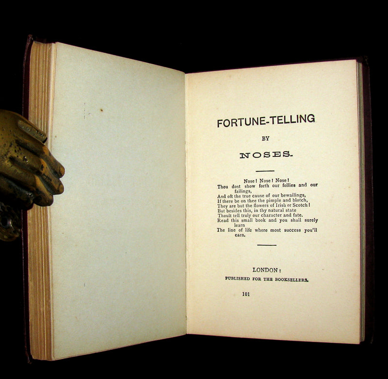 1880 Scarce Book - Up-to-Date PALMISTRY / Chiromancy, Physiognomy & Fortune-Telling by Noses.