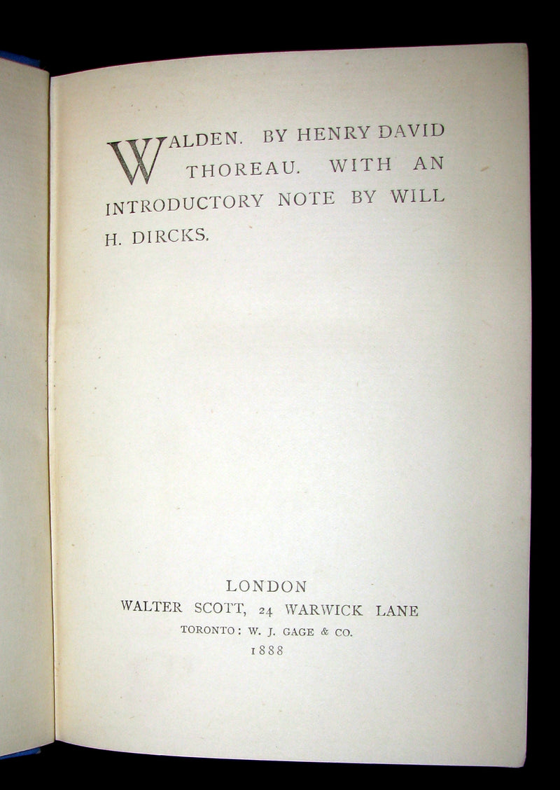 1888 Scarce Victorian Book - WALDEN by Henry David Thoreau.
