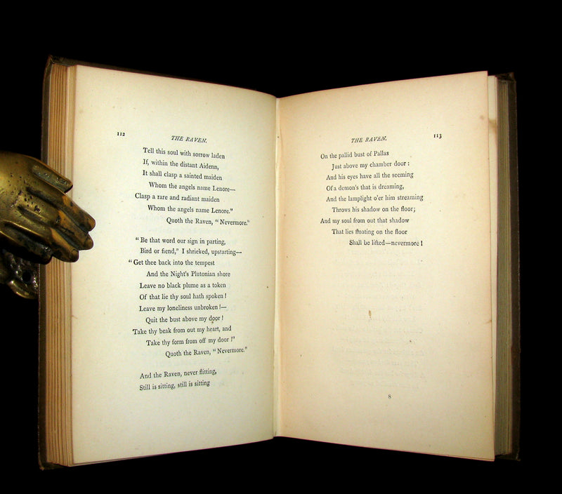 1890 Rare Victorian Book - Complete Poems by Edgar Allan POE (The Raven, Lenore, Ulalume, ...)