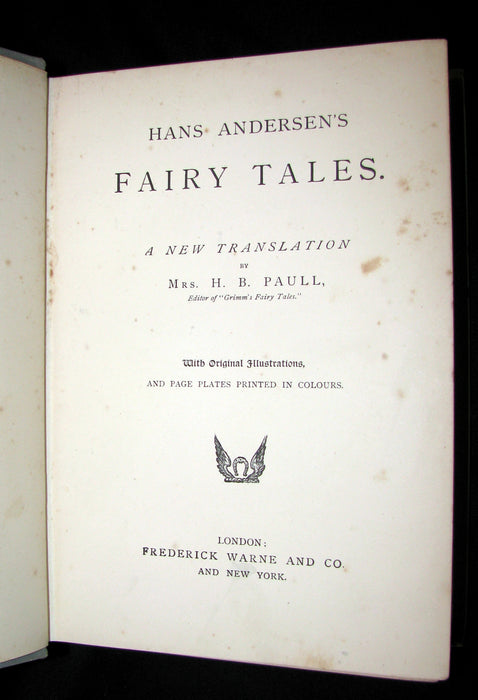 1890 Rare Victorian Book -  Hans ANDERSEN'S FAIRY TALES illustrated.