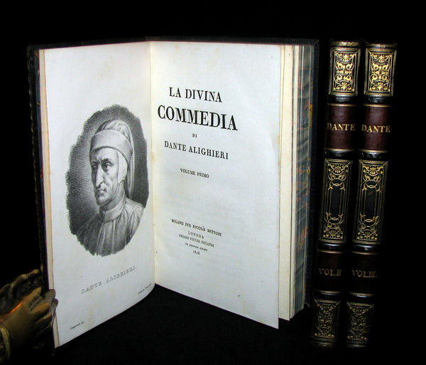 1828 Rare Italian Book set - La Divina Commedia - DANTE ALIGHIERI - Divine Comedy.