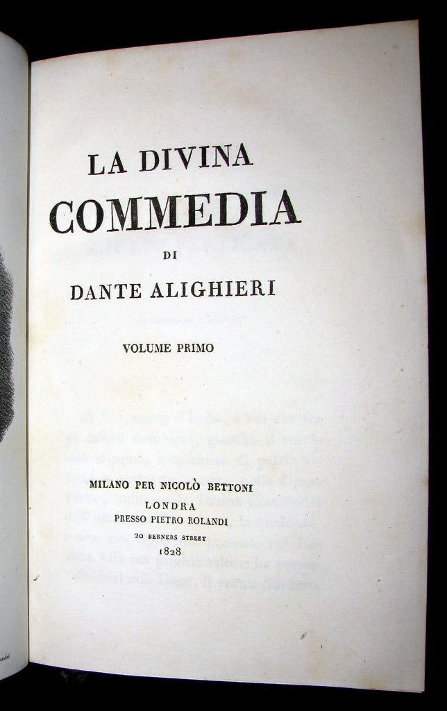 1828 Rare Italian Book set - La Divina Commedia - DANTE ALIGHIERI - Di ...