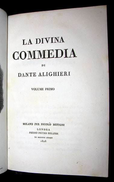 1828 Rare Italian Book set - La Divina Commedia - DANTE ALIGHIERI - Divine Comedy.