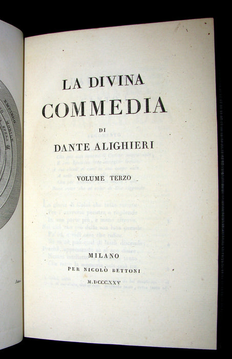 1828 Rare Italian Book set - La Divina Commedia - DANTE ALIGHIERI - Divine Comedy.