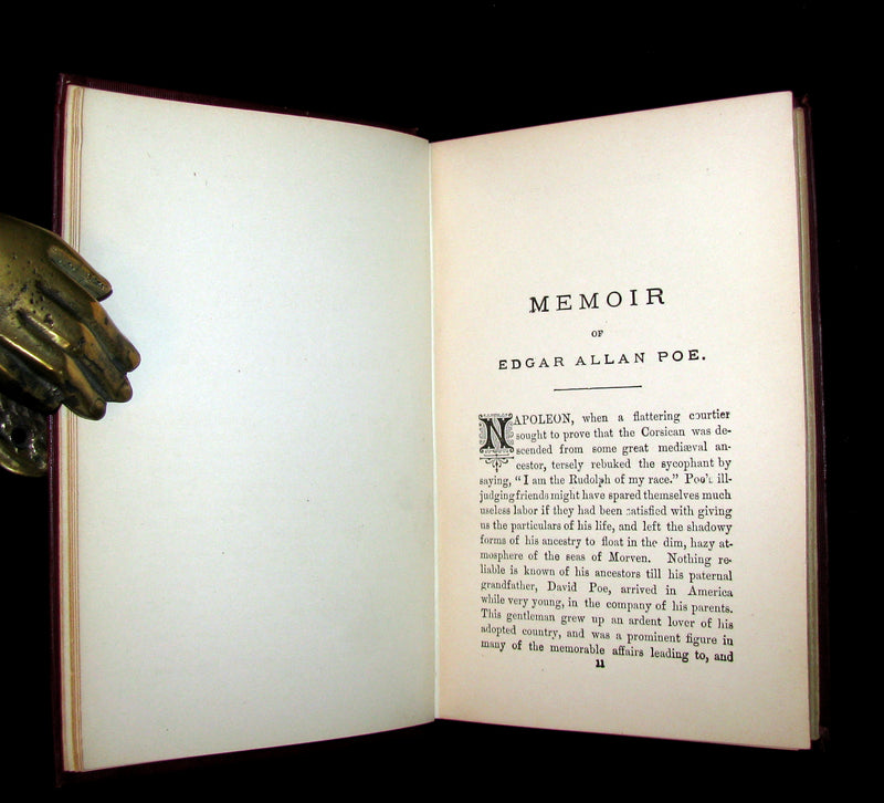 1892 Rare Book - The Poetical Works Of EDGAR ALLAN POE with a full and impartial Memoir of the Poet.