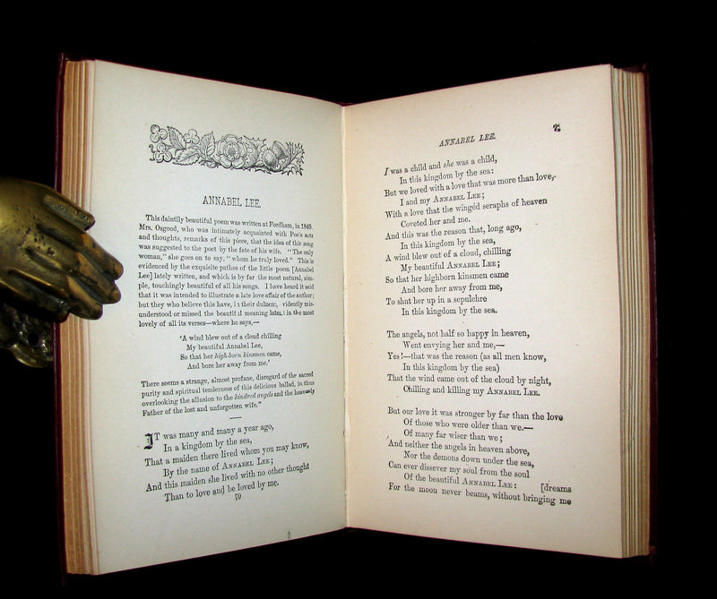 1892 Rare Book - The Poetical Works Of EDGAR ALLAN POE with a full and impartial Memoir of the Poet.
