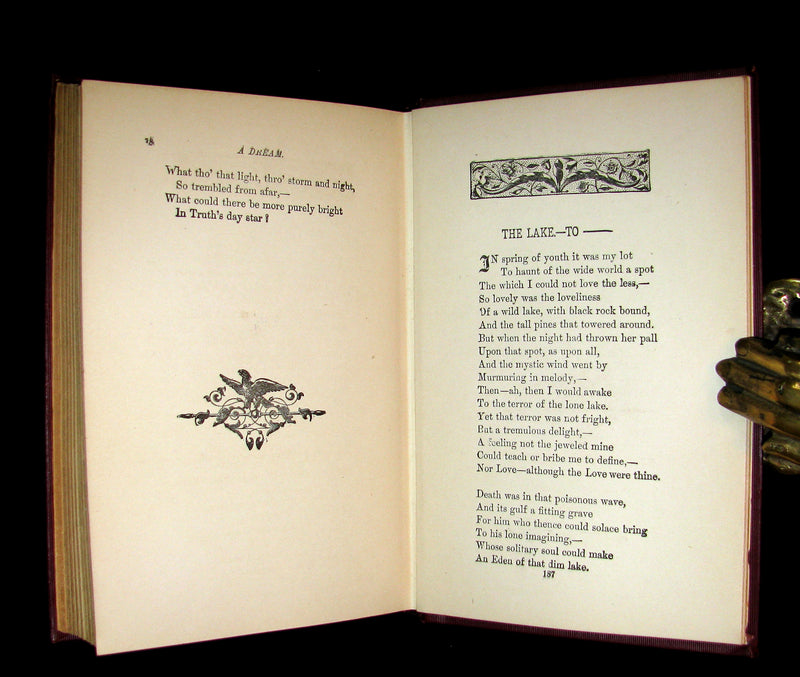 1892 Rare Book - The Poetical Works Of EDGAR ALLAN POE with a full and impartial Memoir of the Poet.