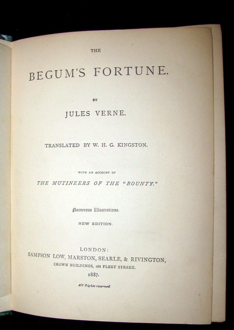 1887 Rare Edition - Jules Verne - The Begum's Fortune. With an account of the mutineers of the "Bounty".
