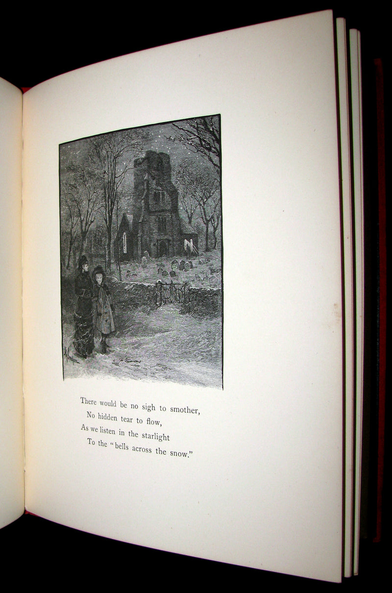 1883 Rare Victorian Christmas Book - BELLS ACROSS THE SNOW by Frances Ridley Havergal. Illustrated.